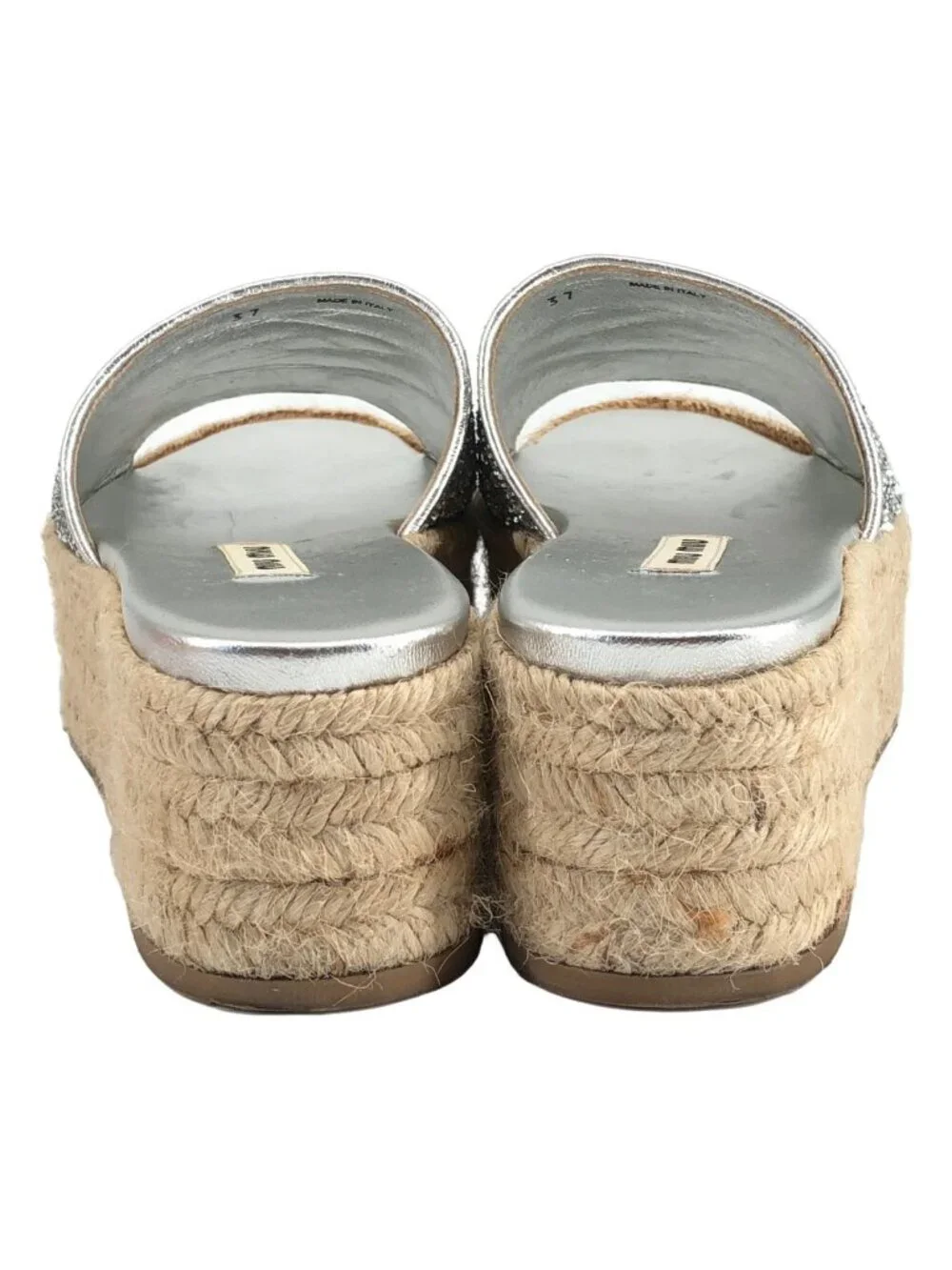 Miu Miu Espadrilles Sandals Silver Beige
